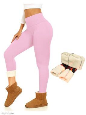 Fleece Lined Thermal Leggings High Waist Tummy Control Winter Yoga Pants